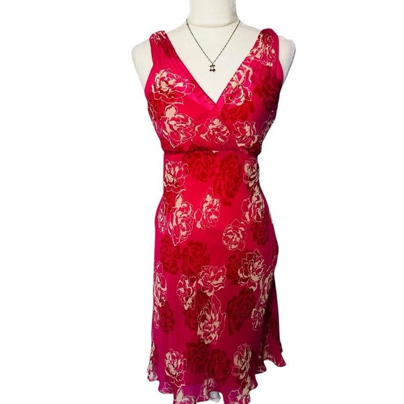 Ann Taylor Dress Sz 8 M Babydoll Silk Carnation Floral Y2K 90s Fairy Cottagecore - Picture 6 of 10